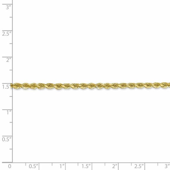 2.75mm 10k Yellow Gold Solid Diamond Cut Rope Chain Bracelet, 7 Inch